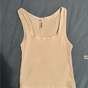 SKIMS Cream Ribbed Tank Top